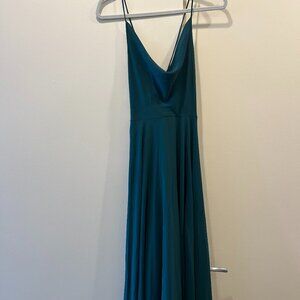 Lulus Emerald Green Cowl Lace-Up Maxi Dress size Small